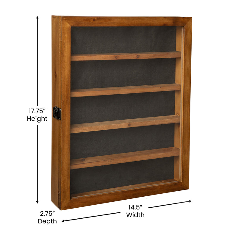 Robinson 14.5x17.5 Solid Pine Medals Display Case with Channel Grooved Removable Shelves