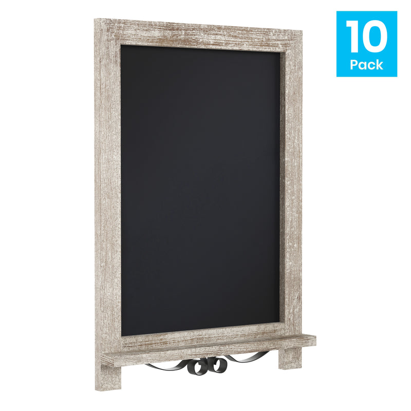 Magda Set of 10 Wall Mount or Tabletop Magnetic Chalkboards with Folding Metal Legs in Weathered, 12" x 17"