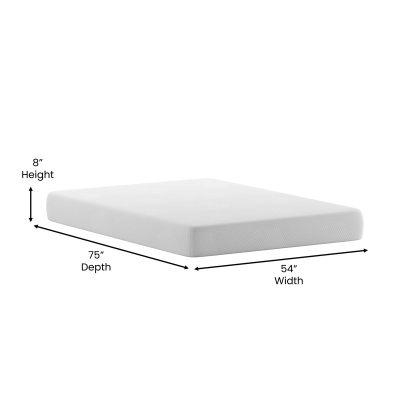 Blanche 8" CertiPUR-US Certified Memory Foam Mattress Infused with Charcoal & Green Tea Cooling Gel
