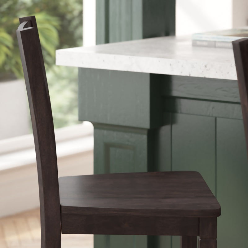 Verity Set of Two Classic Wooden Ladderback Counter Height Barstools with Solid Wood Seats