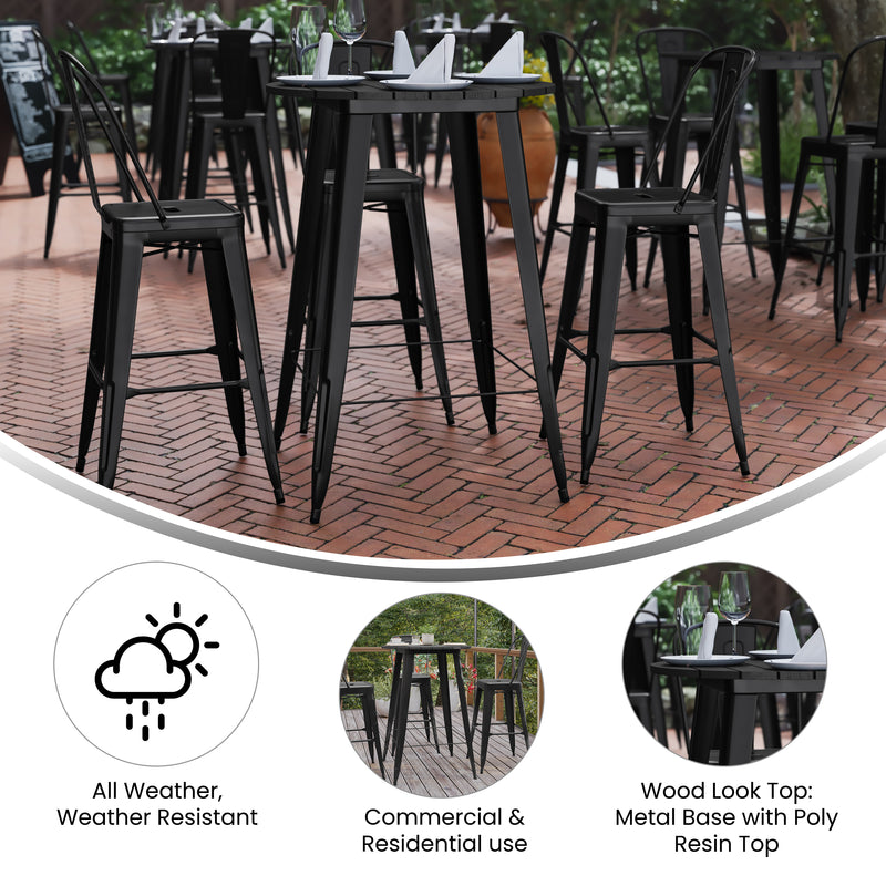Dryden Indoor/Outdoor Bar Top Table, 30" Round All Weather Poly Resin Top with Steel base
