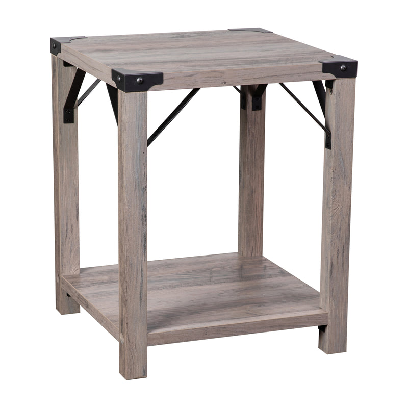 Green River Modern Farmhouse Engineered Wood End Table and Powder Coated Steel Accents