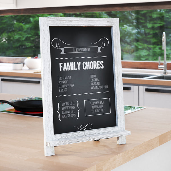 Magda Set of 10 Wall Mount or Tabletop Magnetic Chalkboards with Folding Metal Legs in Whitewashed, 12" x 17"