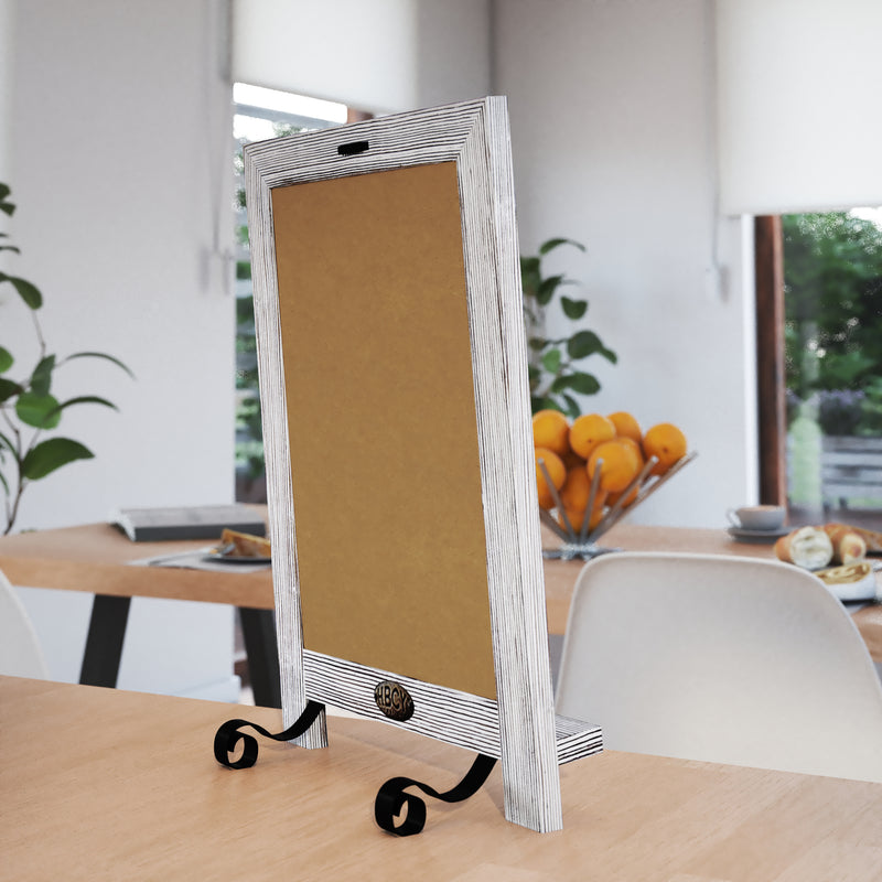Magda Set of 10 Wall Mount or Tabletop Magnetic Chalkboards with Folding Metal Legs in Whitewashed,  9.5" x 14"