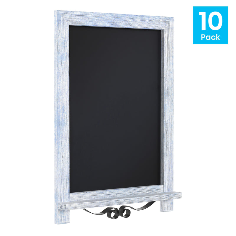 Magda Set of 10 Wall Mount or Tabletop Magnetic Chalkboards with Folding Metal Legs in Rustic Blue, 12" x 17"