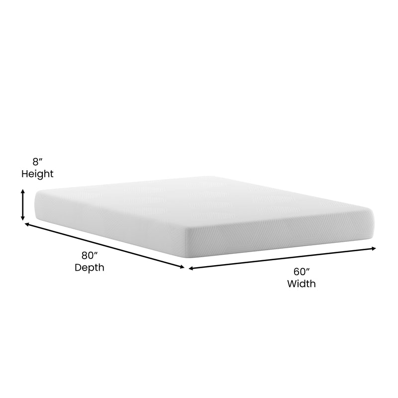 Blanche 8" CertiPUR-US Certified Memory Foam Mattress Infused with Charcoal & Green Tea Cooling Gel