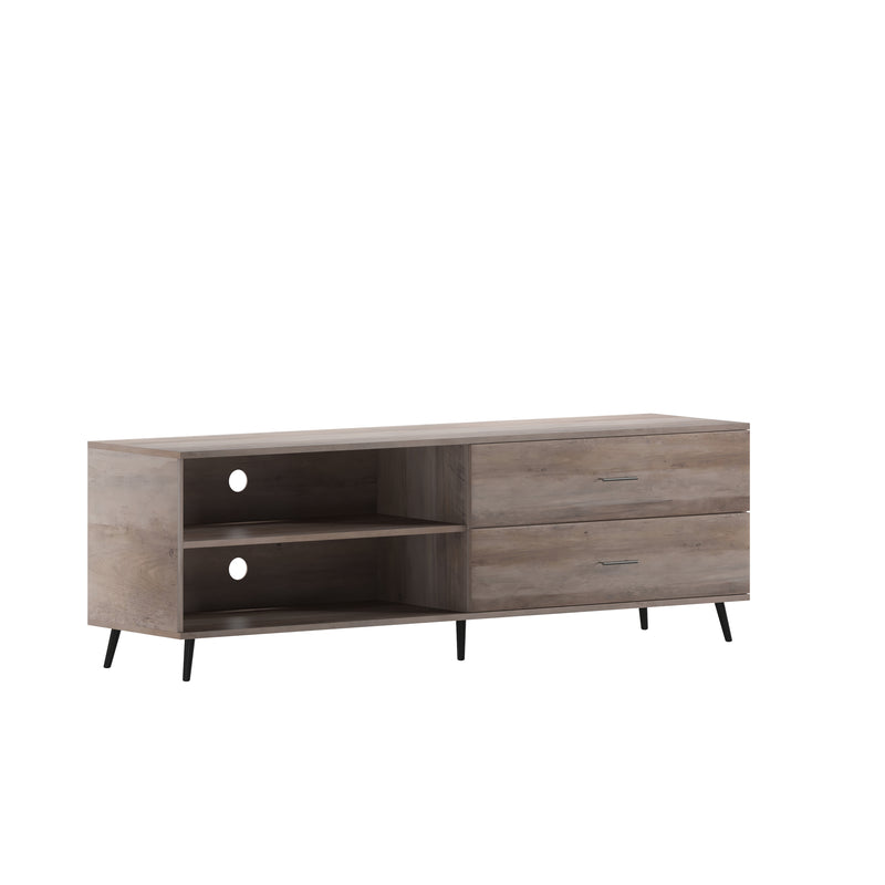 Erikson Mid-Century Modern TV Stand for TV's up to 60" with Adjustable Shelf and Two Drawers