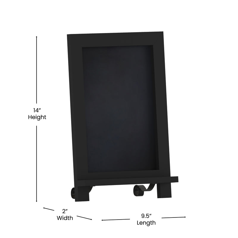 Magda Set of 10 Wall Mount or Tabletop Magnetic Chalkboards with Folding Metal Legs in Black,  9.5" x 14"