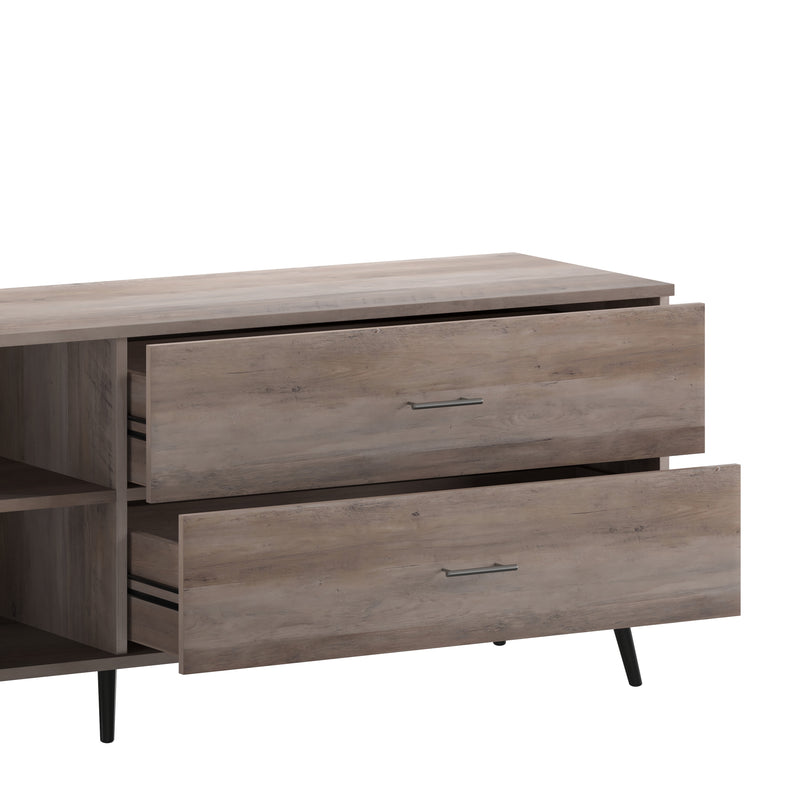Erikson Mid-Century Modern TV Stand for TV's up to 60" with Adjustable Shelf and Two Drawers