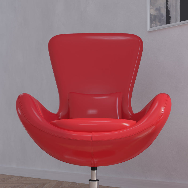 Soro High-Back Egg Style Lounge Chair with 360° Swivel Chrome Base