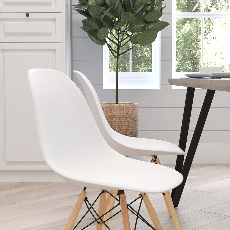 Elton Series Polypropylene Accent Chair with Metal Braced Wooden Legs