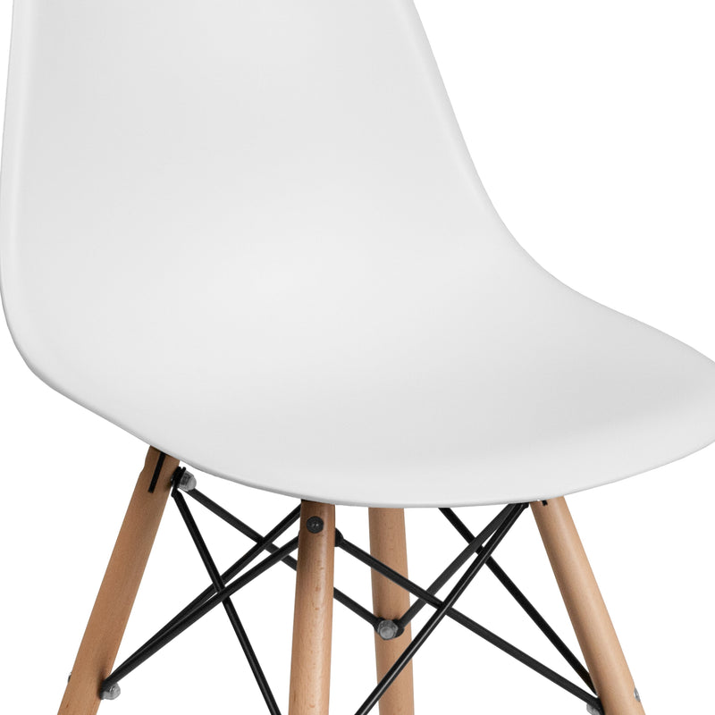 Elton Series Polypropylene Accent Chair with Metal Braced Wooden Legs