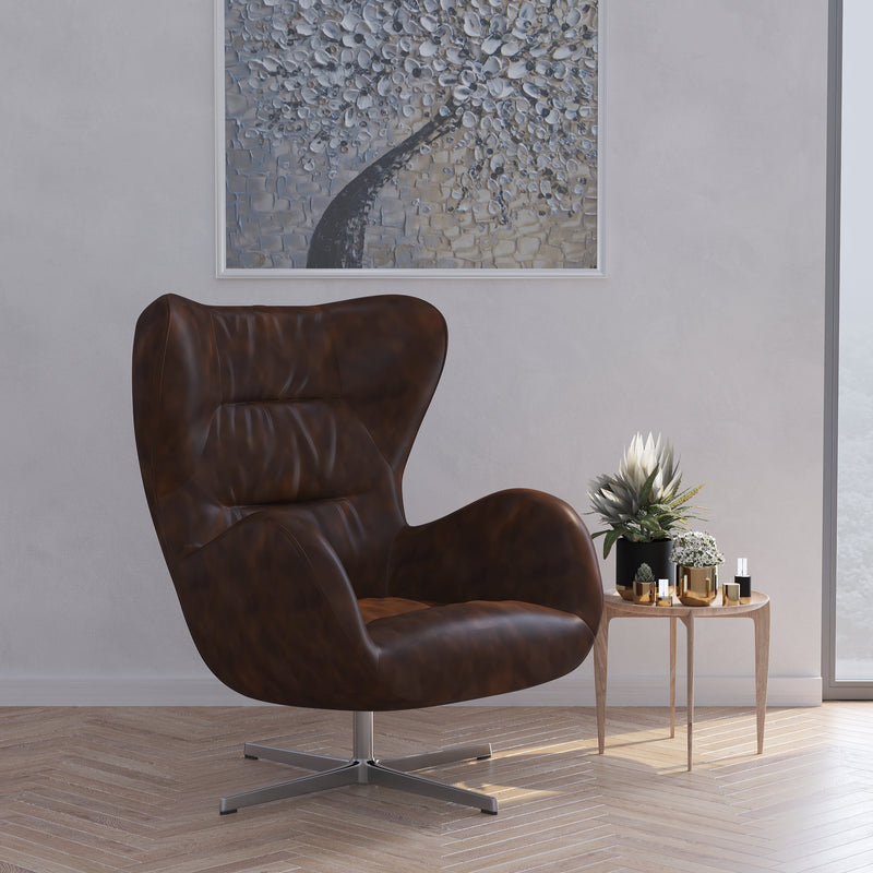 Olwen Ergonomic High-Back Lounge Chair 360° Swivel Accent Chair