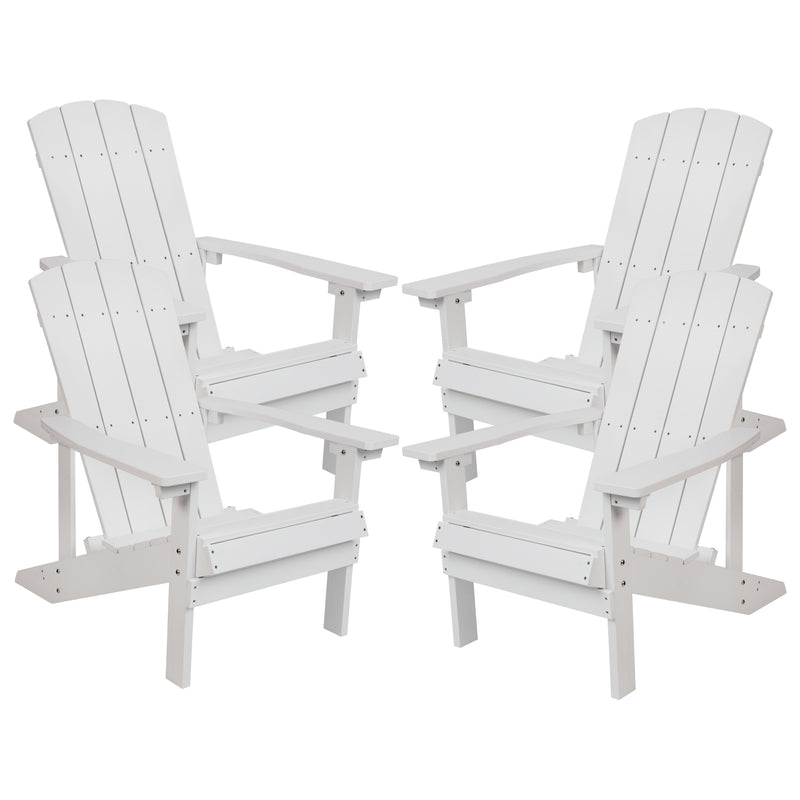 Set of 4 Riviera All-Weather Poly Resin Wood Adirondack Chairs in White