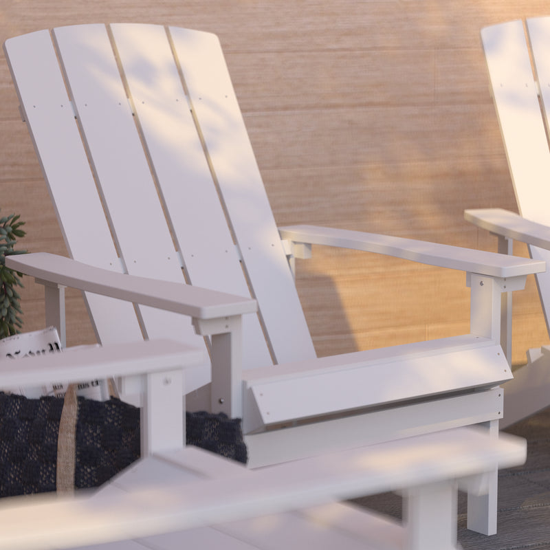 Set of 4 Riviera All-Weather Poly Resin Wood Adirondack Chairs in White