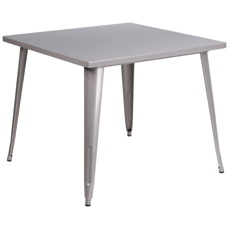 Adana 35.5" Square Metal Dining Table for Indoor and Outdoor Use