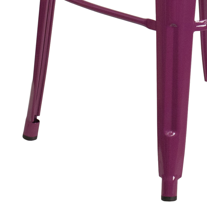 Stella 30" Metal Indoor-Outdoor Barstool with Vertical Slat Back and Integrated Footrest
