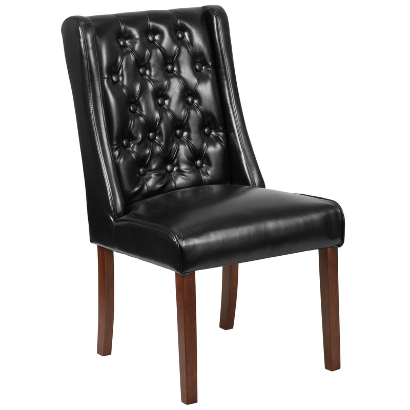 Harmony Button Tufted Parsons Chair with Side Panel Detail
