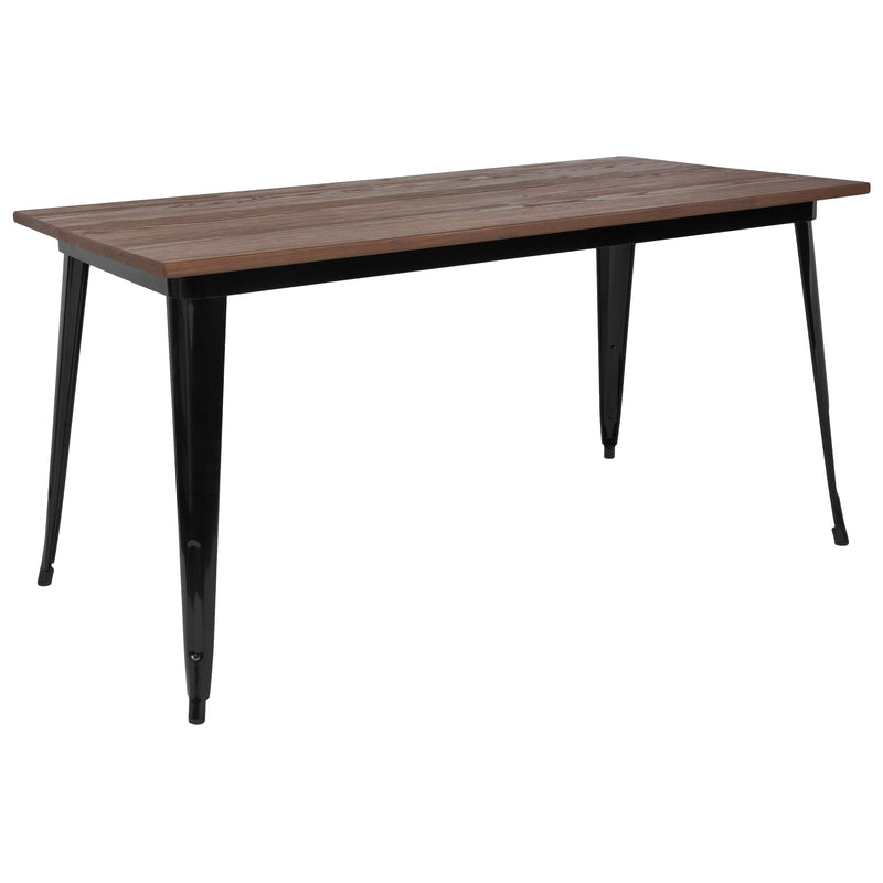Ardennes Rectangular Steel Frame Square Table With Walnut Wood Top