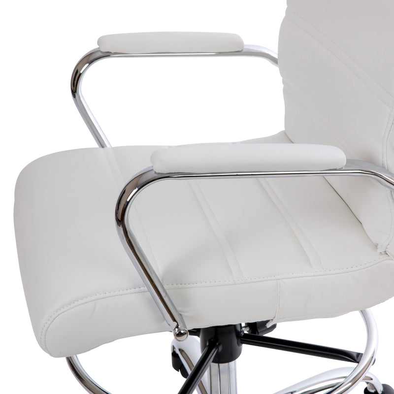 Tevia Mid-Back Drafting Chair with Adjustable Foot Ring Swivel Chair with Chrome Base