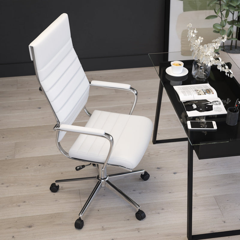 Stockholm High Back Faux Leather Home Office Chair With Pneumatic Seat Height Adjustment And 360° Swivel