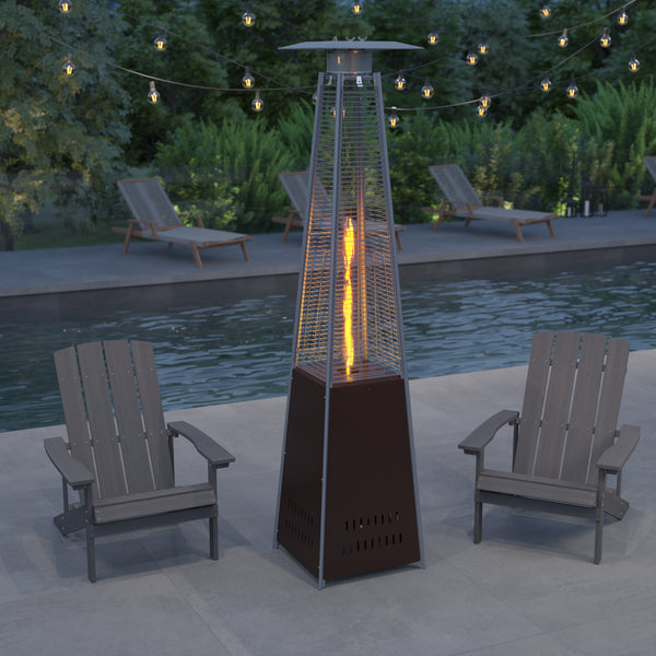 Stainless Steel Pyramid Shape Portable Outdoor Patio Heater - 7.5 Feet Tall in Bronze
