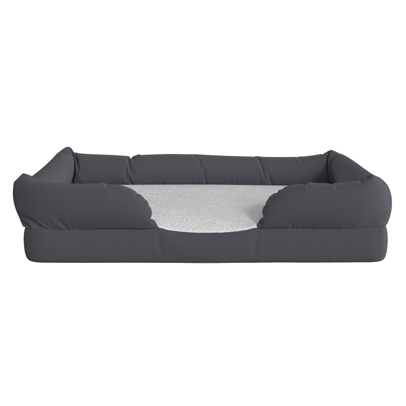 Cozy Orthopedic Joint Relief Memory Foam Bolster Dog Bed for Pets up to 25 LBS., Gray Removable, Washable Cover, Non-Slip Bottom