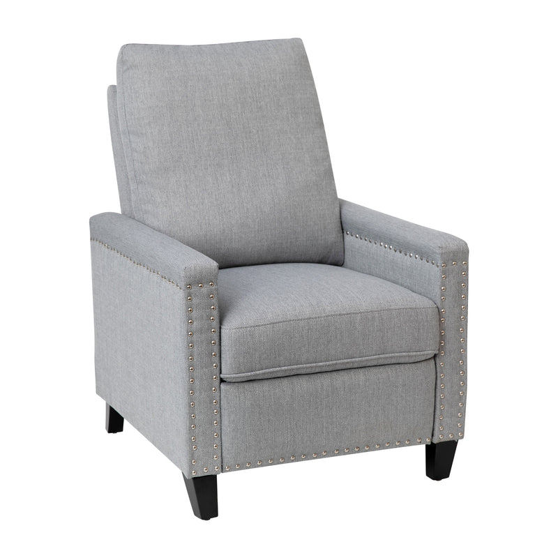 Renza Transitional Pushback Recliner with Pillow Style Back and Accent Nail Trim - Manual Recliner
