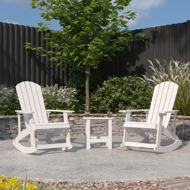 Atlantic 3 Piece Adirondack Patio Furniture Set Includes 2 All-Weather Rocking Chairs and Side Table