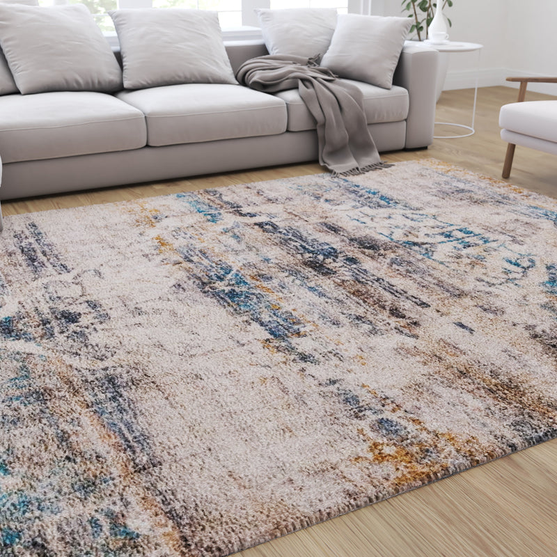 Gray Multicolor Distressed Vintage Medallion Area Rug - 100% Micro Polyester