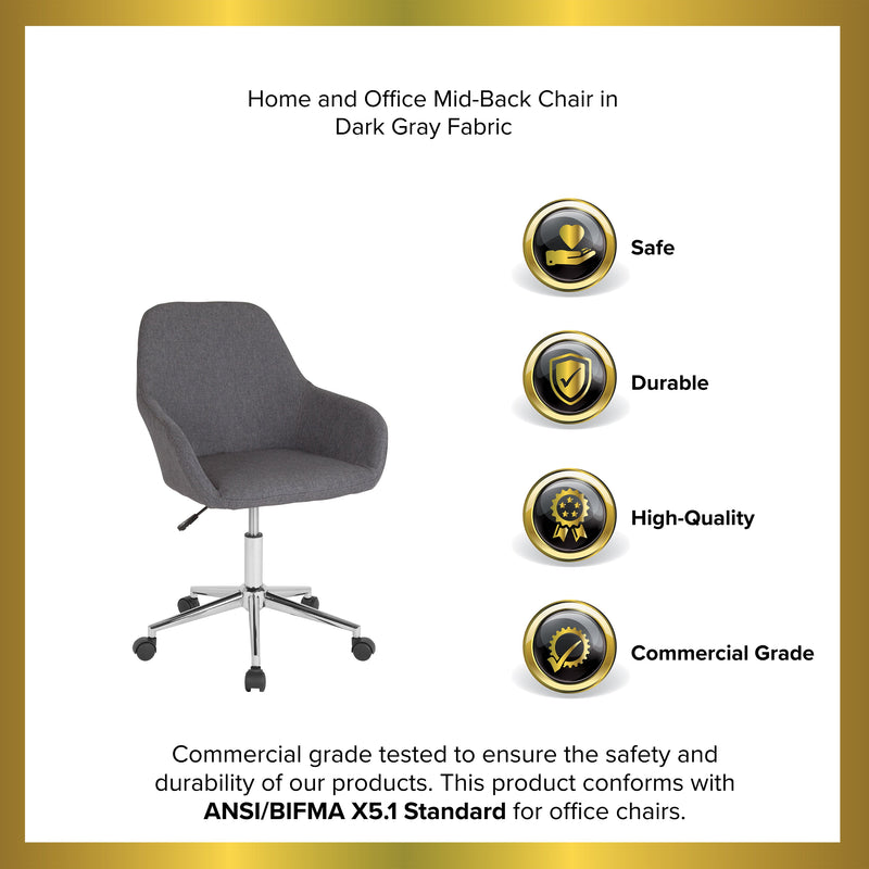 Roma Home Office Bucket Style Chair with 360 Degree Rotating Swivel On Chrome Frame
