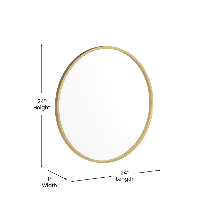 Monaco 24" Round Accent Wall Mirror in Black with Metal Frame for Bathroom, Vanity, Entryway, Dining Room, & Living Room
