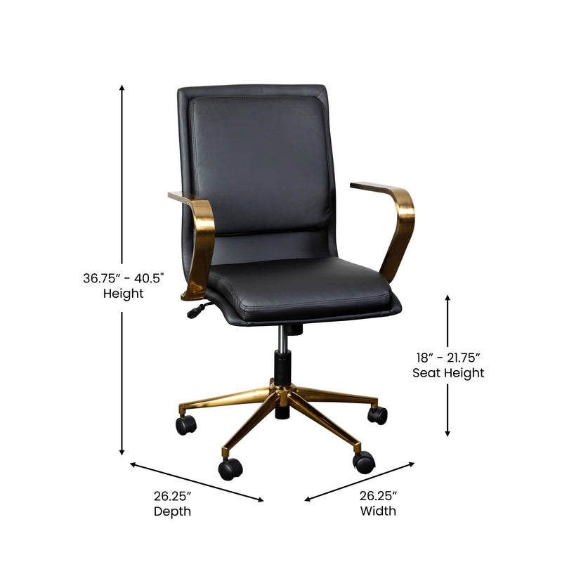 Artemis Mid-Back Home Office Chair with Armrests, Height Adjustable Swivel Seat