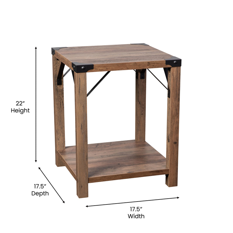 Green River Modern Farmhouse Engineered Wood End Table and Powder Coated Steel Accents