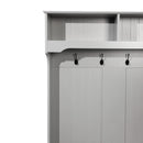Wallen Hallway Tree with Bench Seating, 4 Double Coat Hooks, Upper Storage and Double Door Under Bench Storage in Gray