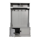 Wallen Hallway Tree with Bench Seating, 4 Double Coat Hooks, Upper Storage and Double Door Under Bench Storage in Gray