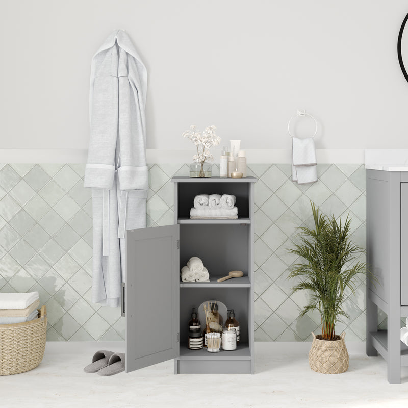 Vigo Bathroom Storage Cabinet with Adjustable Cabinet Shelf, Upper Open Shelf, and Magnetic Closure Door