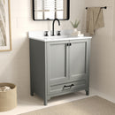 Argos 30 Inch Single Sink Bathroom Vanity with Undermount Basin, Soft-Close Cabinet, Easy-Glide Drawer, and Carrara Marble Finish Countertop