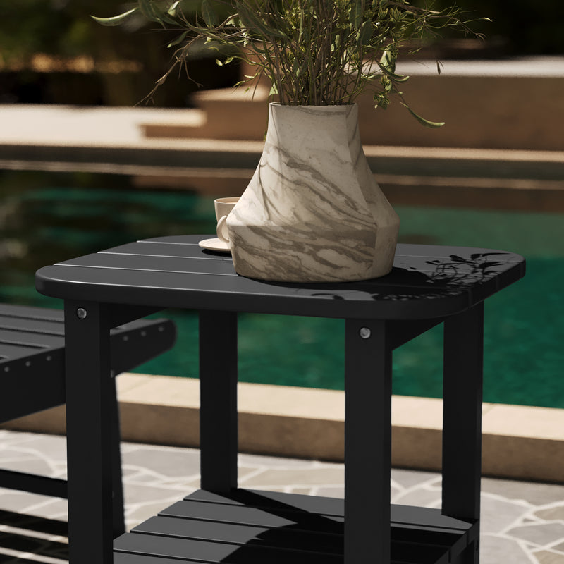 Nassau 2-Tier Adirondack Side Table, All-Weather HDPE Indoor/Outdoor Accent Table