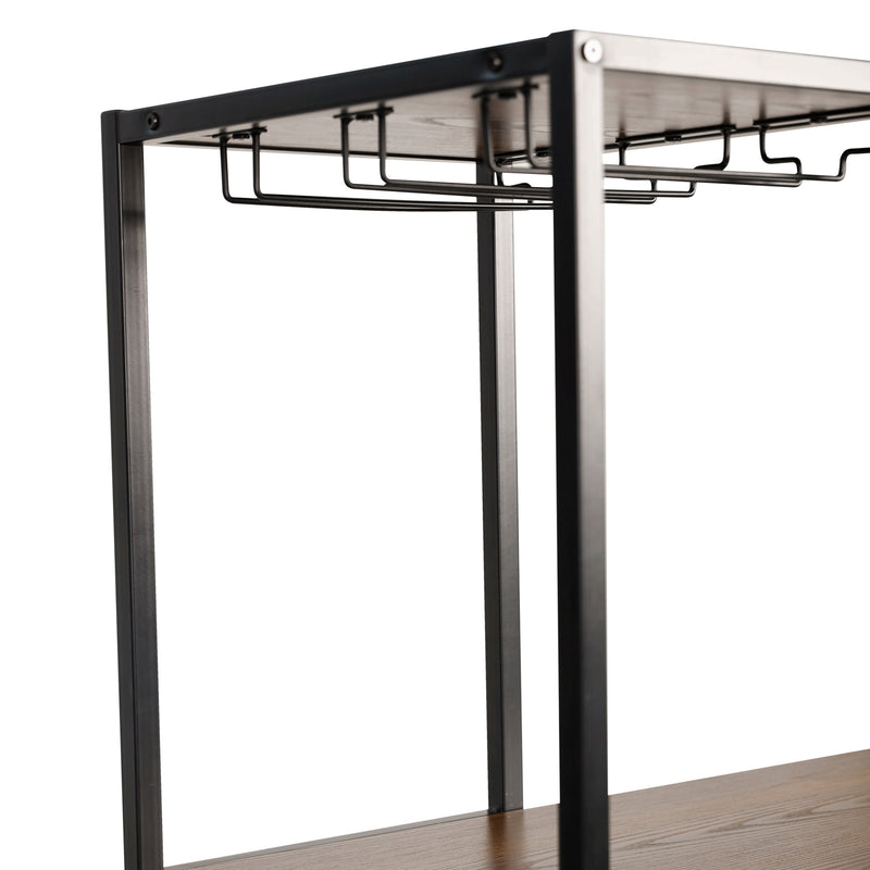 Kramer Metal Bar and Wine Table with Bottle Storage and Hanging Stemware Holders