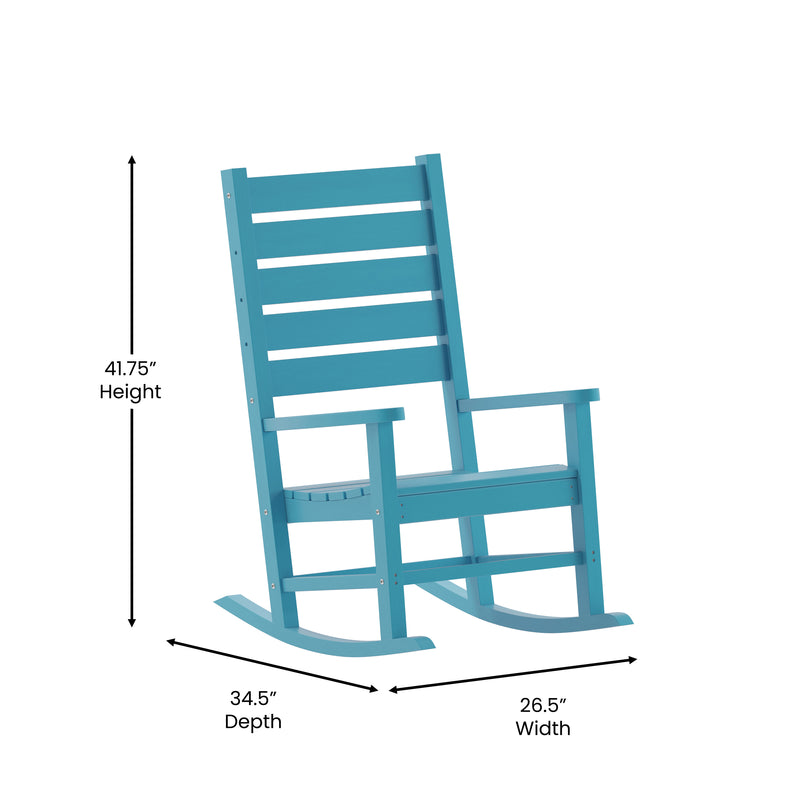 Fielder Contemporary Rocking Chair, All-Weather HDPE Indoor/Outdoor Rocker