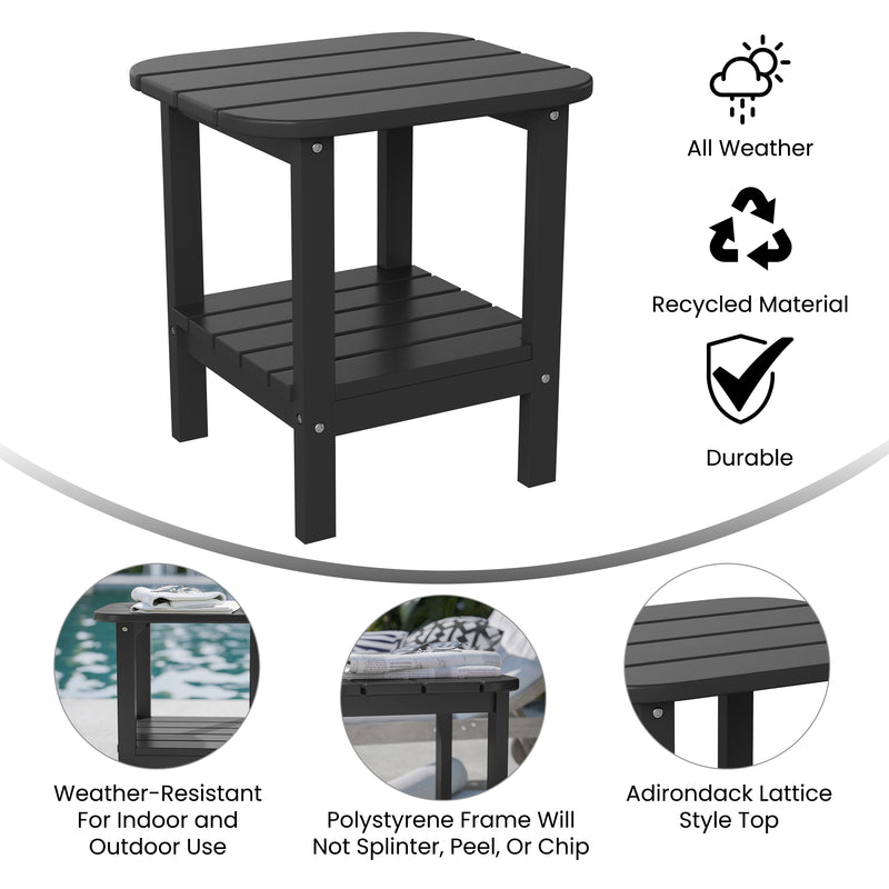 Nassau 2-Tier Adirondack Side Table, All-Weather HDPE Indoor/Outdoor Accent Table