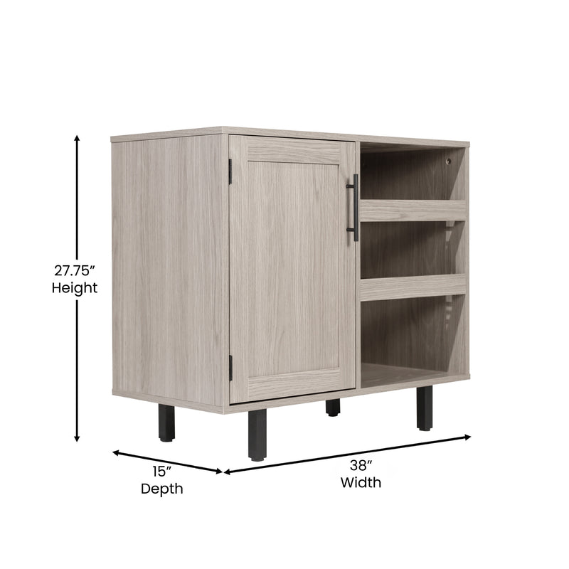 Aloise Bar and Sideboard with Storage Cabinet, Hanging Stemware Holders and Bottle Storage