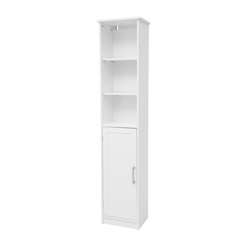 Vigo Slim Linen Tower Organizer with 2 Adjustable Cabinet Shelves, 3 Open Shelves, and Magnetic Closure Doors