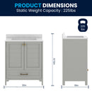 Argos 30 Inch Single Sink Bathroom Vanity with Undermount Basin, Soft-Close Cabinet, Easy-Glide Drawer, and Carrara Marble Finish Countertop