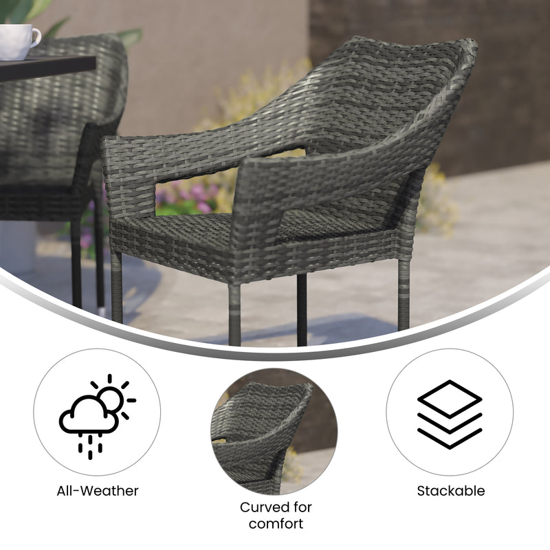 Eldon Weather Resistant Indoor/Outdoor Stacking Patio Dining Chair with Steel Frame and PE Rattan