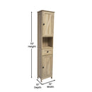 Delilah Slim Linen Tower Organizer with Storage Drawer, Upper and Lower Cabinets with Magnetic Closure Doors and Open Shelf