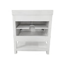 Vigo 30 Inch Bathroom Vanity with Ceramic Sink, Carrara Marble Finish Countertop, Storage Cabinet with Soft Close Doors and Open Shelf