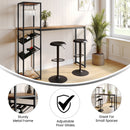 Kramer Metal Bar and Wine Table with Bottle Storage and Hanging Stemware Holders