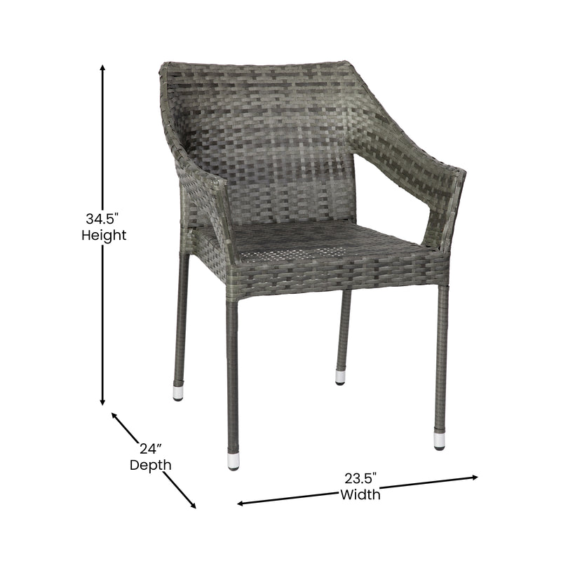 Eldon Weather Resistant Indoor/Outdoor Stacking Patio Dining Chair with Steel Frame and PE Rattan